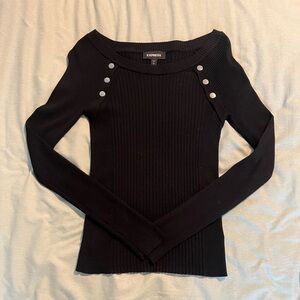 Express Black Ribbed Long Sleeve Top Small